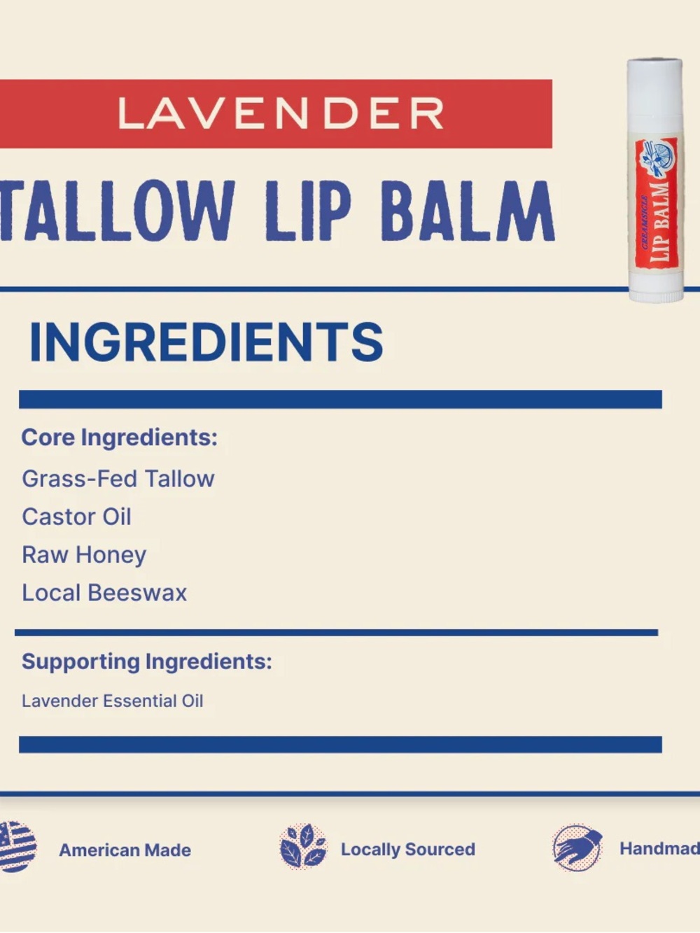 LAVENDER TALLOW LIP BALM GRASSFED TALLOW CHAPSTICK NWT - Picture 7 of 10